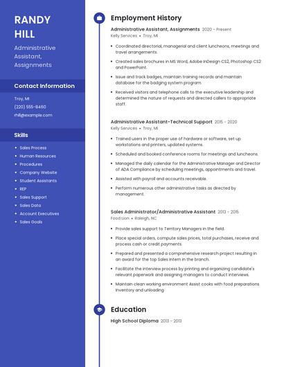 Administrative Assistant, Assignments Resume