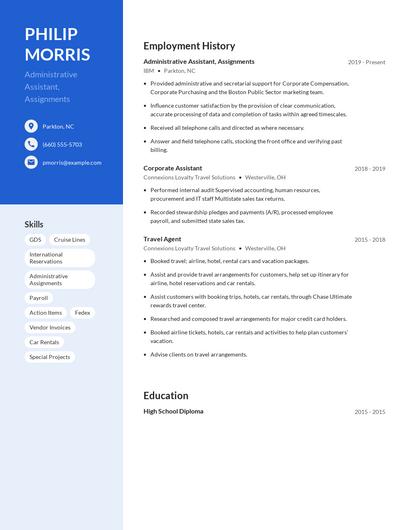 Administrative Assistant, Assignments Resume
