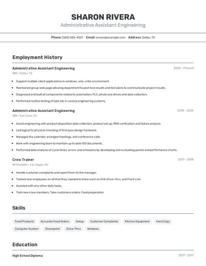 Resume example 2