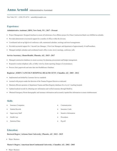Administrative Assistant Resume