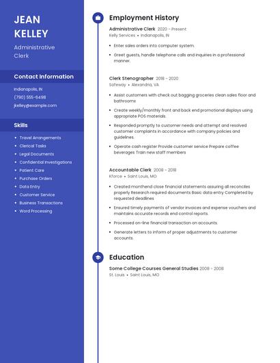 Administrative Clerk Resume