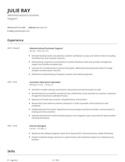 Administrative/Customer Support Resume