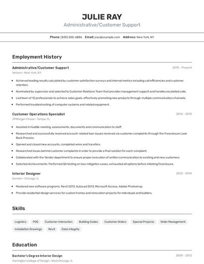 Administrative/Customer Support Resume