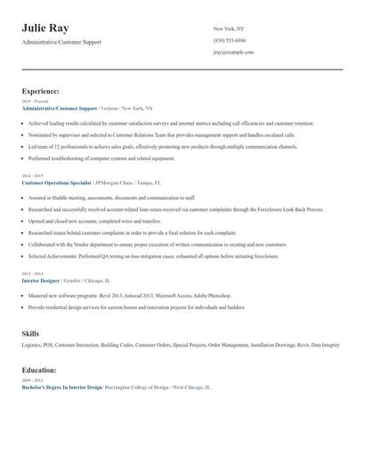 Administrative/Customer Support Resume