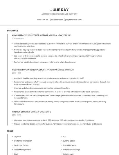 Administrative/Customer Support Resume