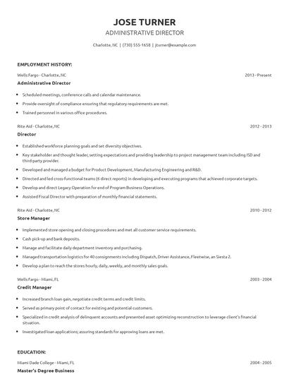Administrative Director Resume