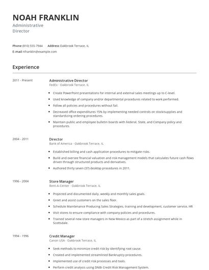 Administrative Director Resume