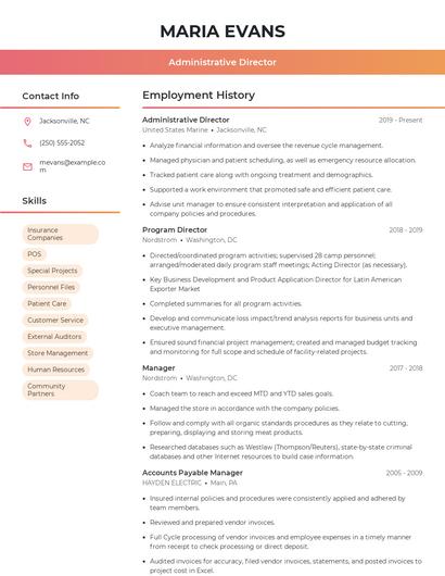 Administrative Director Resume