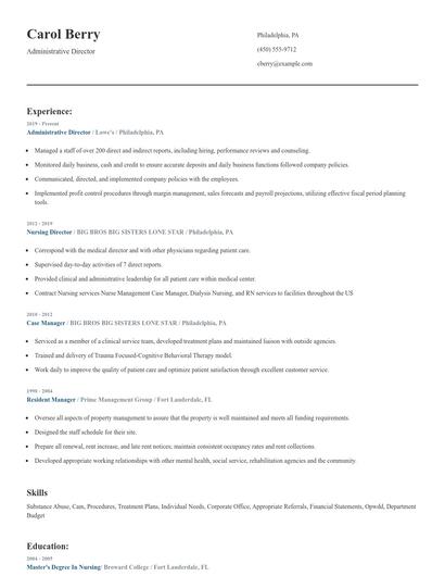 Administrative Director Resume