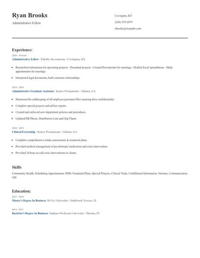 Administrative Fellow Resume
