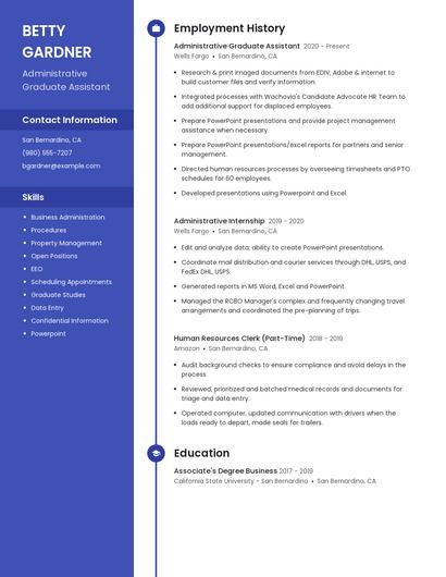Administrative Graduate Assistant Resume