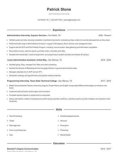 Resume example 1