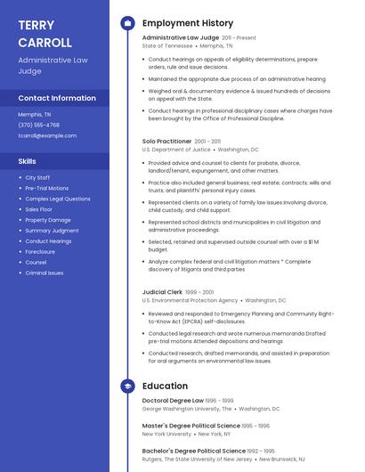Administrative Law Judge Resume