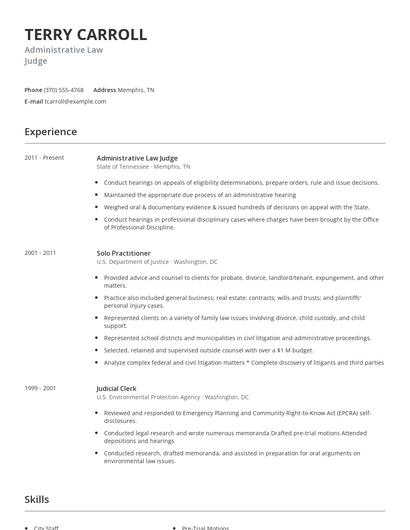 Administrative Law Judge Resume