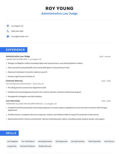 Administrative Law Judge Resume