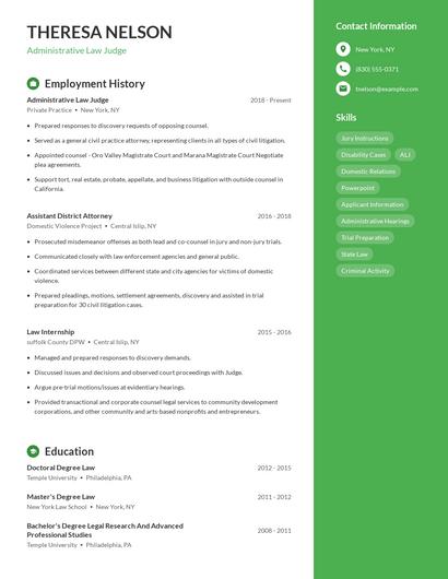 Administrative Law Judge Resume