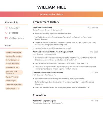 Administrative Liaison Resume