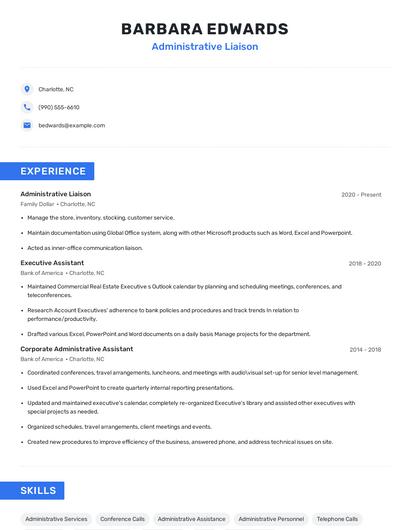 Administrative Liaison Resume