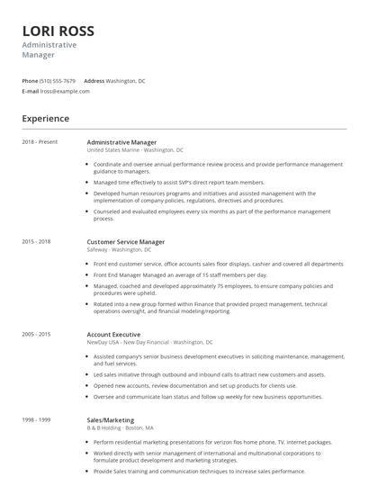 Administrative Manager Resume