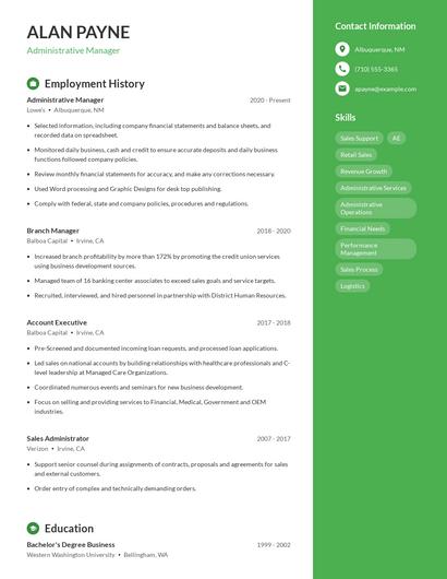 Administrative Manager Resume