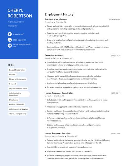 Administrative Manager Resume