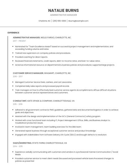 Administrative Manager Resume