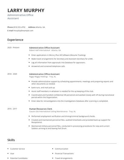 Administrative Office Assistant Resume