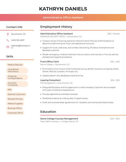 Administrative Office Assistant Resume