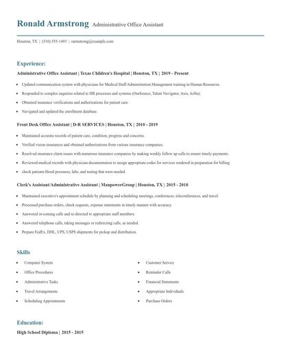 Administrative Office Assistant Resume