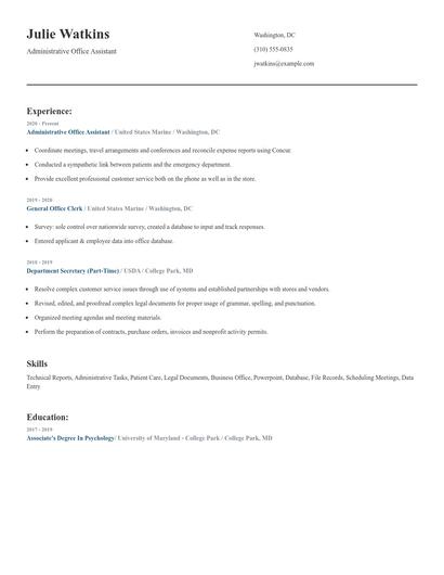 Administrative Office Assistant Resume