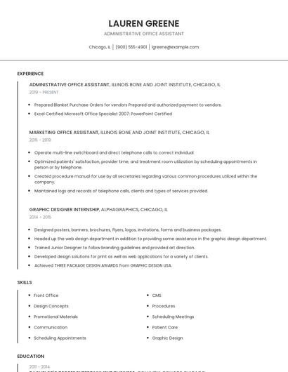 Administrative Office Assistant Resume