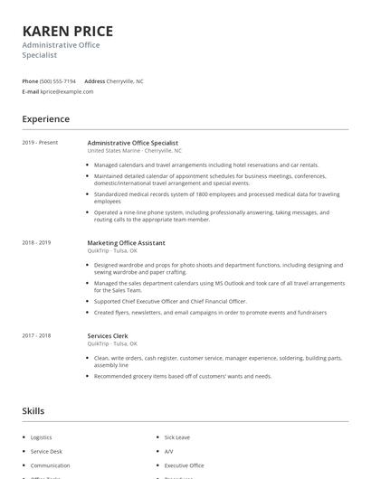 Administrative Office Specialist Resume