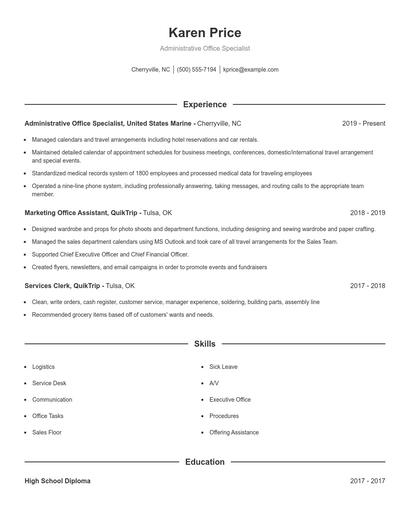 Administrative Office Specialist Resume