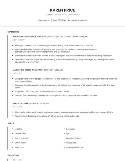 Administrative Office Specialist Resume