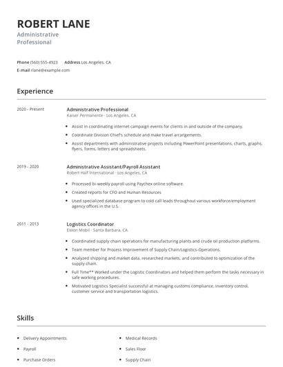 Administrative Professional Resume