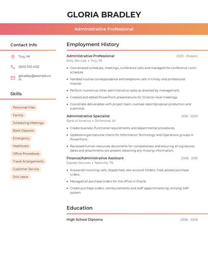 Administrative Professional Resume