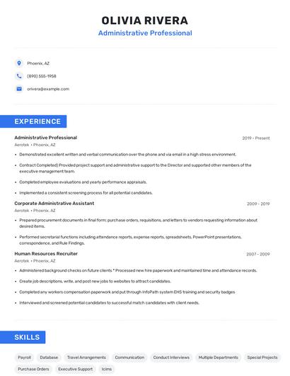 Administrative Professional Resume