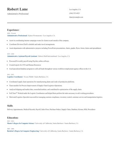 Administrative Professional Resume