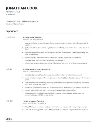 Administrative Specialist Resume