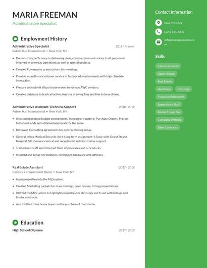 Administrative Specialist Resume