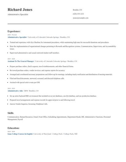 Administrative Specialist Resume