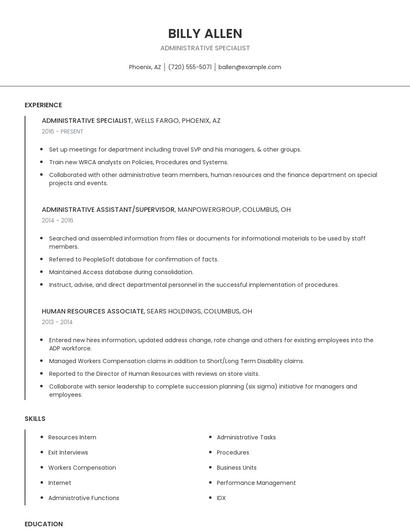 Administrative Specialist Resume