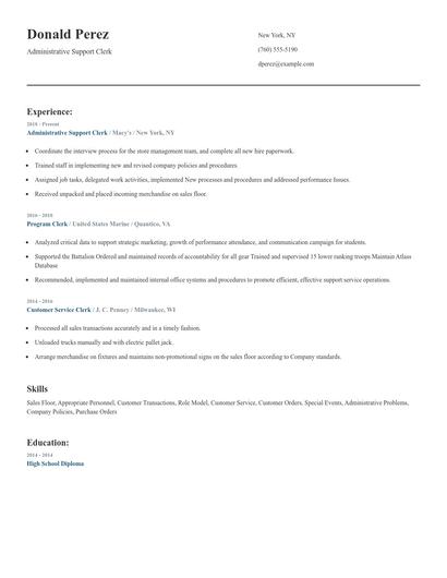 Administrative Support Clerk Resume