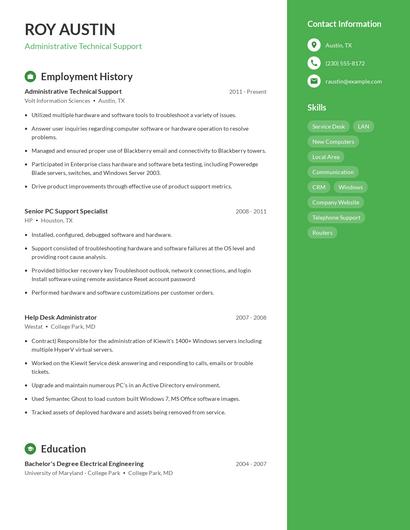 Administrative Technical Support Resume