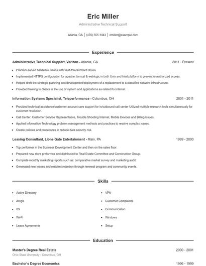 Resume example 1