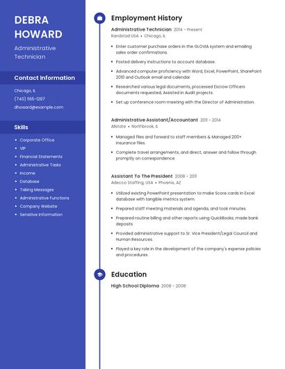 Administrative Technician Resume
