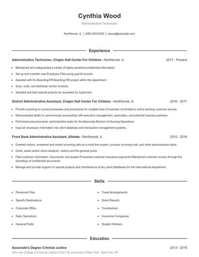 Administrative Technician Resume