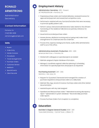 Administrator Secretary Resume