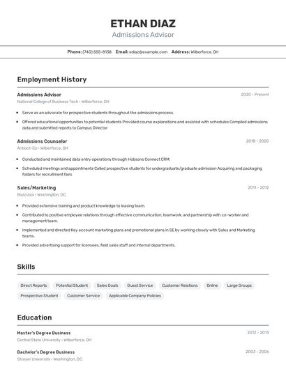 Resume example 2