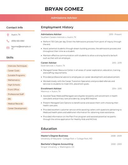 Resume example 3
